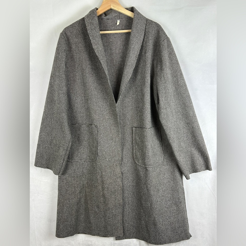 Open Front Overcoat Grey Brown Women's XL Longline Fall Autumn‎ Minimal